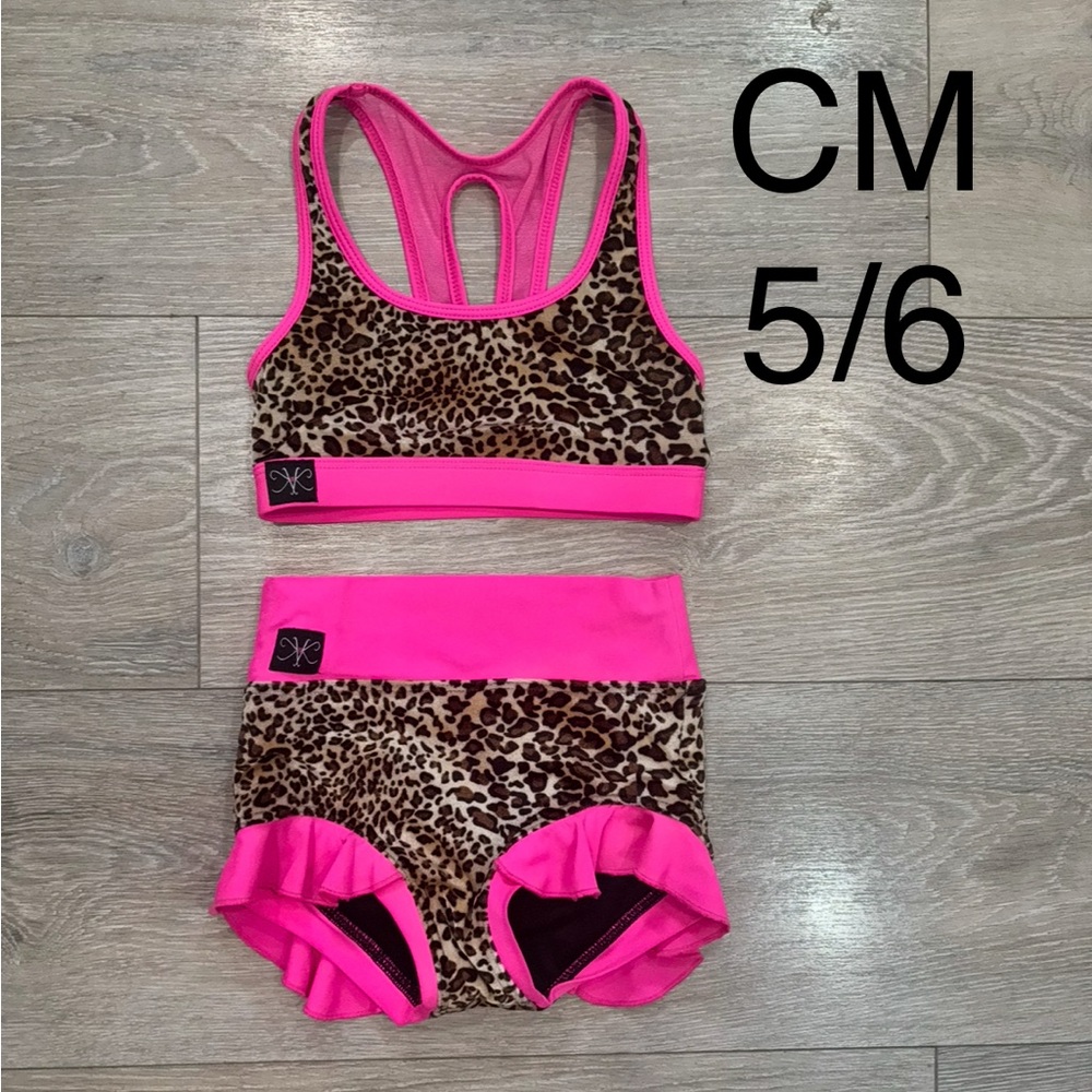 Kandi Kouture Leopard Print Kids Dance Set- Like New!